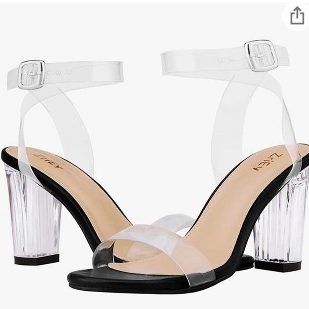 Clear Strap, Black Heels